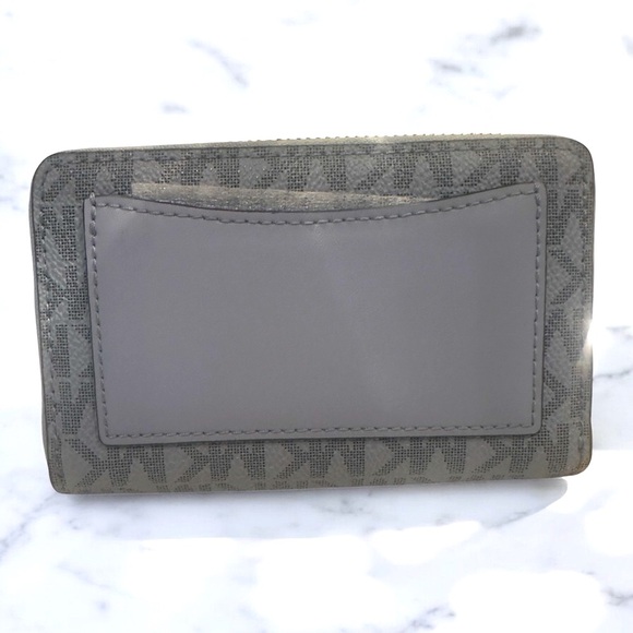 Michael KORS Jet Set Small ZA Card Case  Leather Pale Blue Color MK Logo Print - Picture 2 of 6